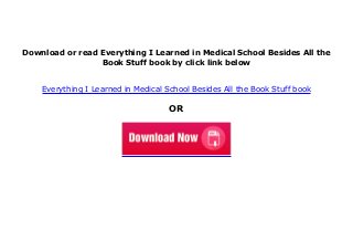 Everything i learned in medical school pdf online